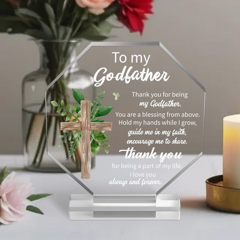 Yopyame Acrylic Gift for Godfather - Godfather Gifts from Godchild for Men Thank You for Being My Godfathers Acrylic Plaque Office Table Decor Birthday Christmas Keepsake Paperweight for Godfathers - Image 5